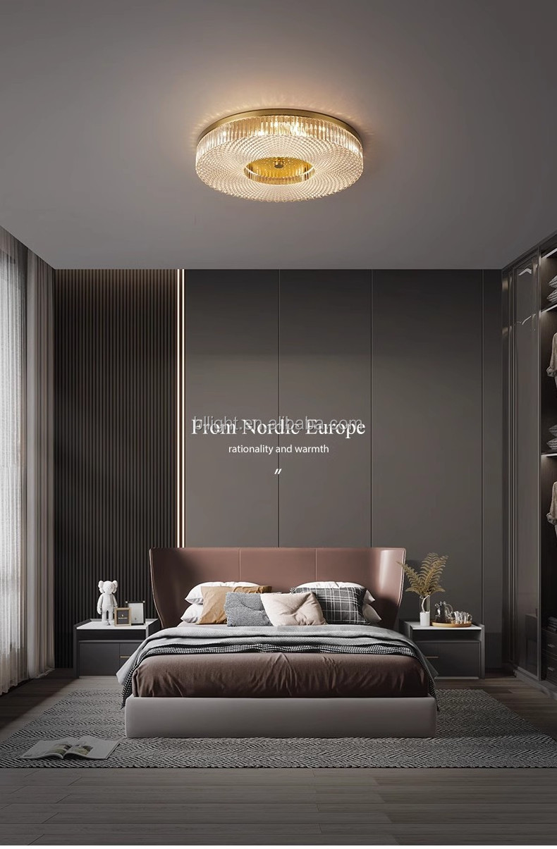 Nordic Style Indoor Lighting Decoration Flush Mount Ceiling Light Round Brass Led Ceiling Lamp Modern Luxury Creative decor lamp