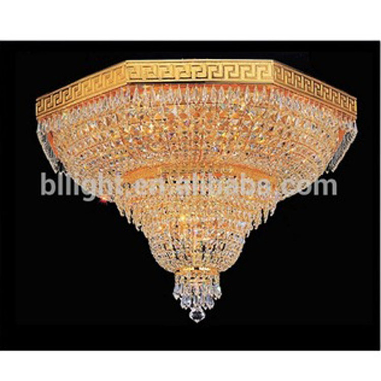 Popular design golden indoor large crystal ceiling light empire flush mount crystal lighting loving room golden decoration lamp