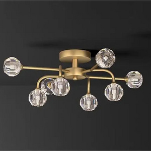 Modern Semi-Embedded Ceiling Lamp Brushed Antique Ceiling Lights Nordic Home Decoration Sputnik Gold Ceiling Chandelier