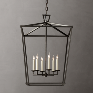 Farmhouse Chain Hanging Hall Foyer lighting Fixture Rustic Pendant light metal geometric cage lantern Nordic hanging chandelier