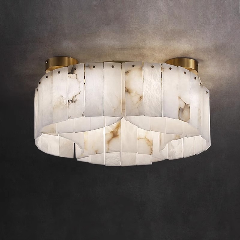 Round Led Ceiling Light Mounted Bedroom Living Room Natural Alabaster Marble Ceiling Lamp Modern luxury Spain Marble Flush Mount