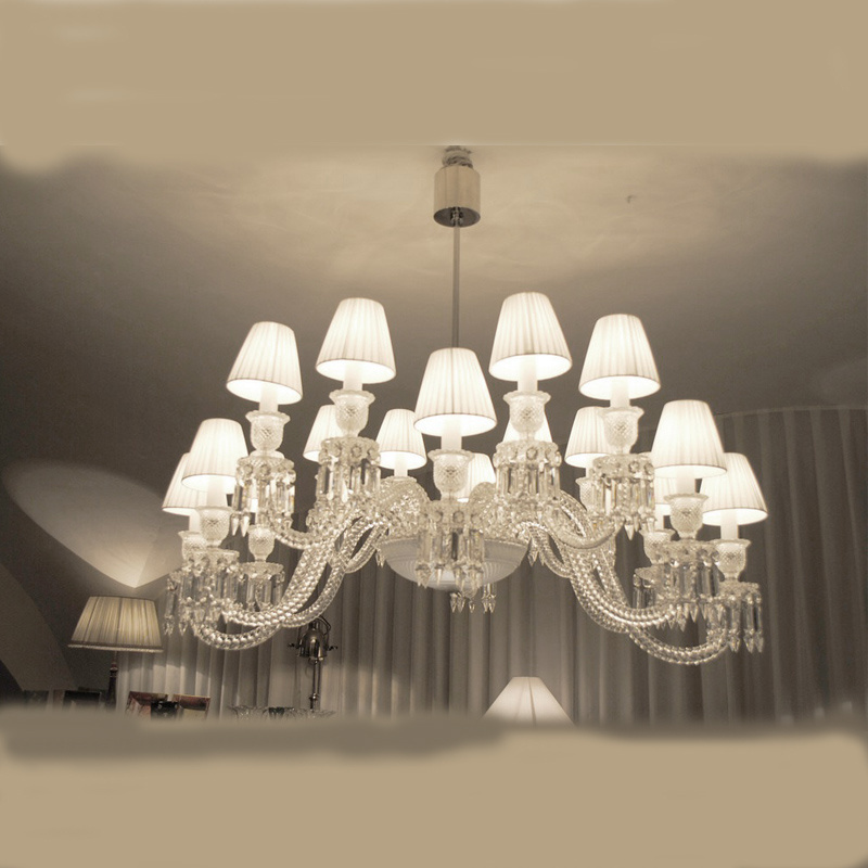 Modern fancy Interior Fabric Shade bacarat Pendant Light Hotel Villa bacarat chandelier intertek lamps lighting for decoration