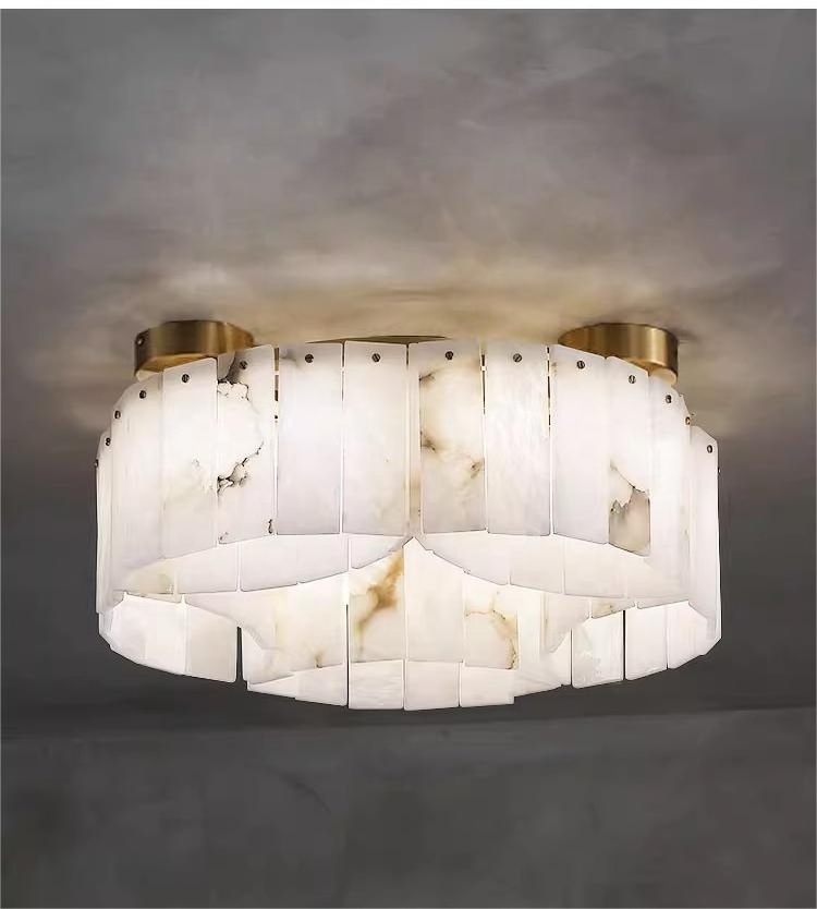 Round Led Ceiling Light Mounted Bedroom Living Room Natural Alabaster Marble Ceiling Lamp Modern luxury Spain Marble Flush Mount