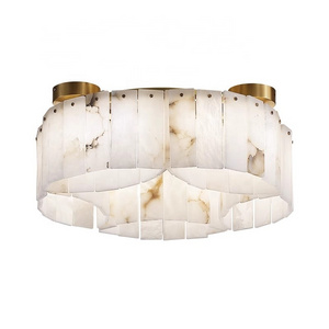 Round Led Ceiling Light Mounted Bedroom Living Room Natural Alabaster Marble Ceiling Lamp Modern luxury Spain Marble Flush Mount