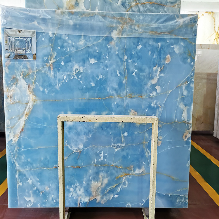 Brilliance Nature blue onxy marble big slab for coffe tea table countertops