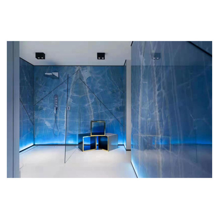 Natural Blue Onyx Marble Backlight Slabs Book Match Slabs Backlit For Wall