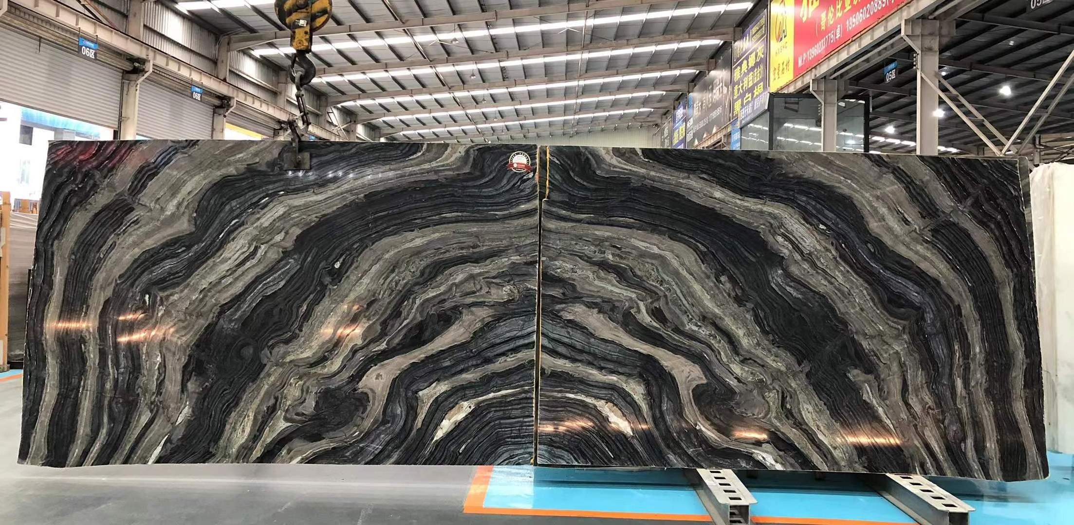 Brilliance Ancient Wood Black Marble with brown white Vein Slabs For Kitchen Countertop And Bathroom