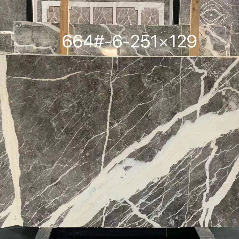 Brilliance Natural Slate High Quality Italy Casso grey Marble Polished Gray Marble Slab For Hotel Decoration