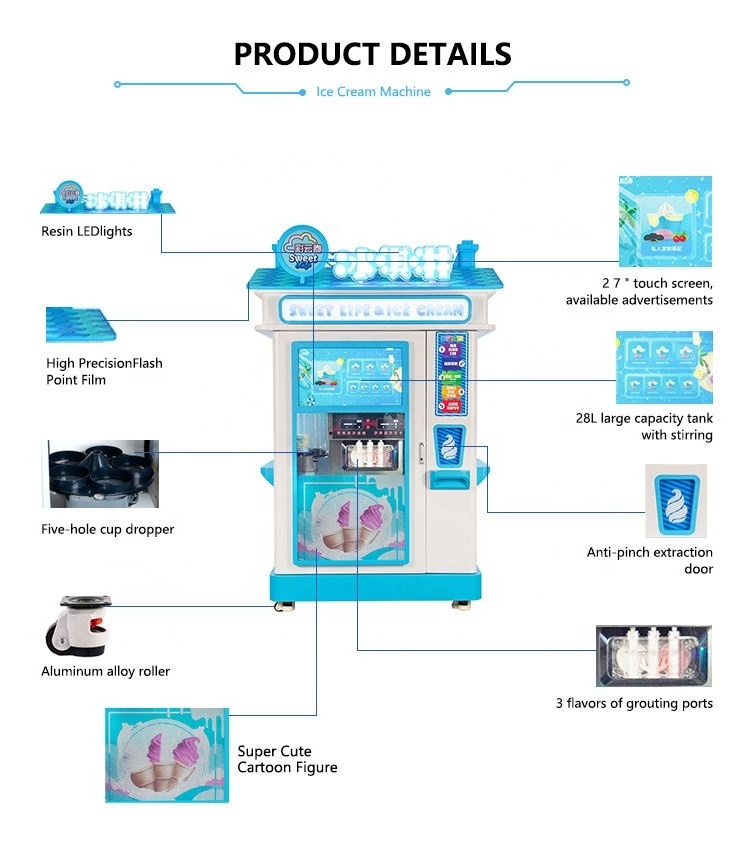 Automatic soft ice cream vending machine with multiple payment system