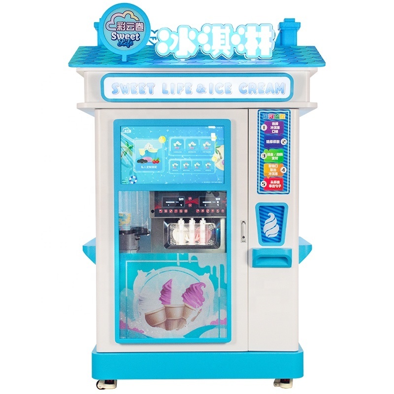 Automatic soft ice cream vending machine with multiple payment system