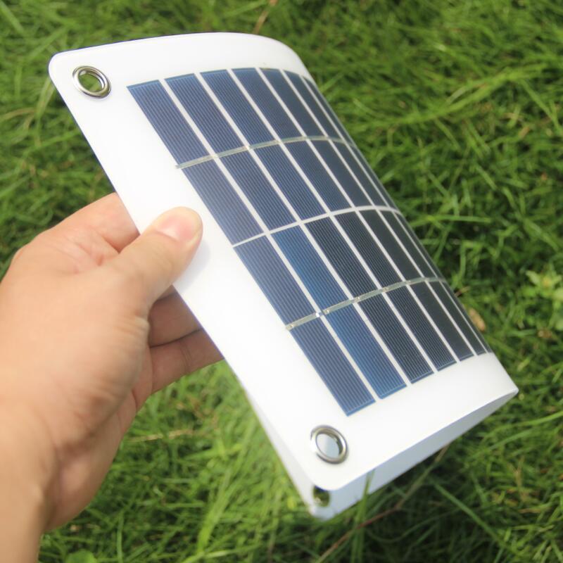 BUHESHUI 7.5W 12V Solar Panel Transparent Semi-flexible Solar Battery Charger Outdoor Connector DC5521 Clips Adapter