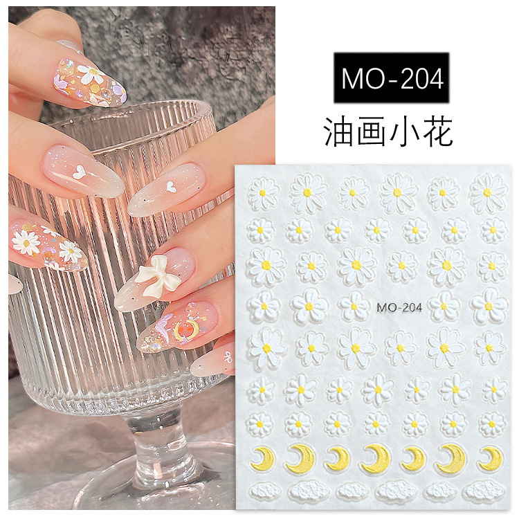 5D Nail Art Decals Small white Daisy with broken petals Adhesive Sliders Nail Stickers Decoration For Manicure Wholesale