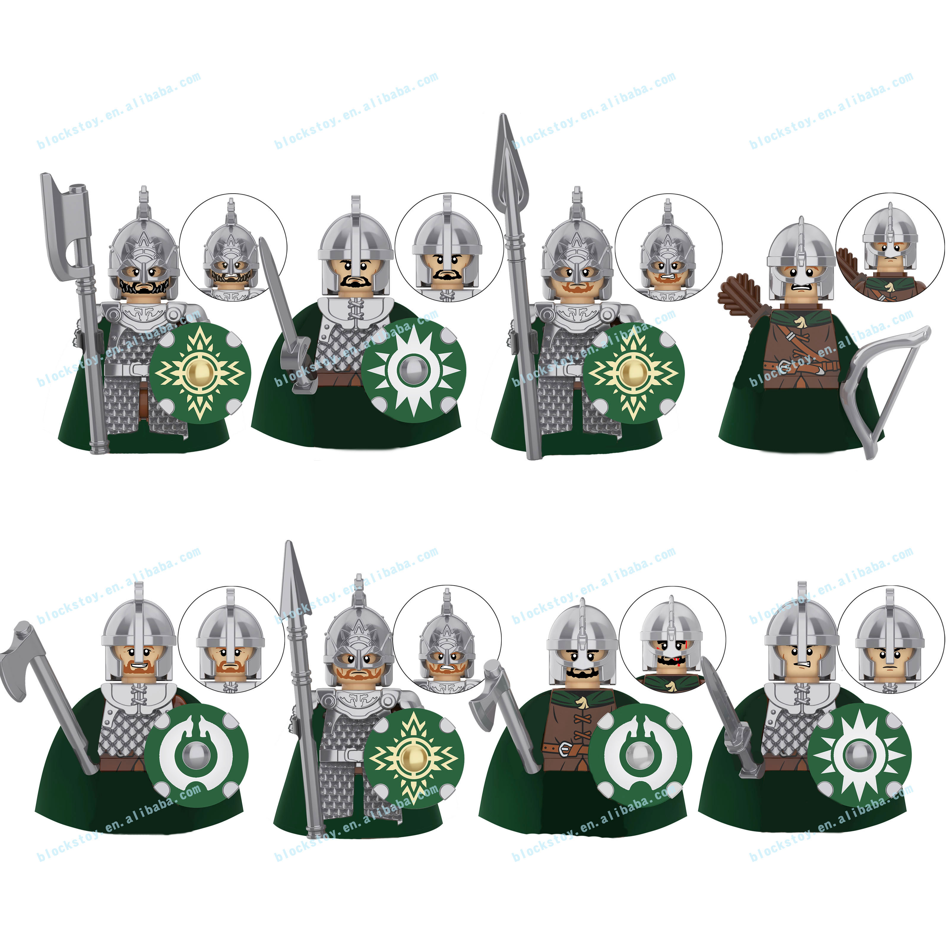 Ro han Sword Shields Bow Arrow Roman Legion Soldiers Guard Troops Medieval Knight Figure Building Block For Children Toys KT1046