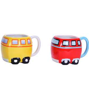 Custom children's gift Ceramic Coffee mug  with Car  shape 3d mug &Milk cups for kids