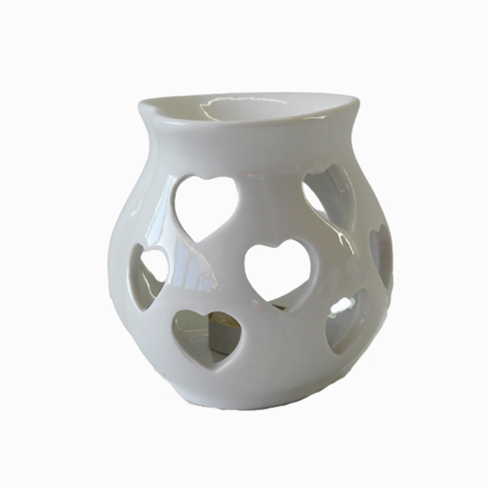 Heart Design Hot Sale Ceramic Candle Melt Holder Fragrance Ceramic Wax Warmer Oil Burner