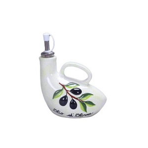 Unique decorative  wholesale colorful ceramic olive design cooking sesame oil bottle with plug