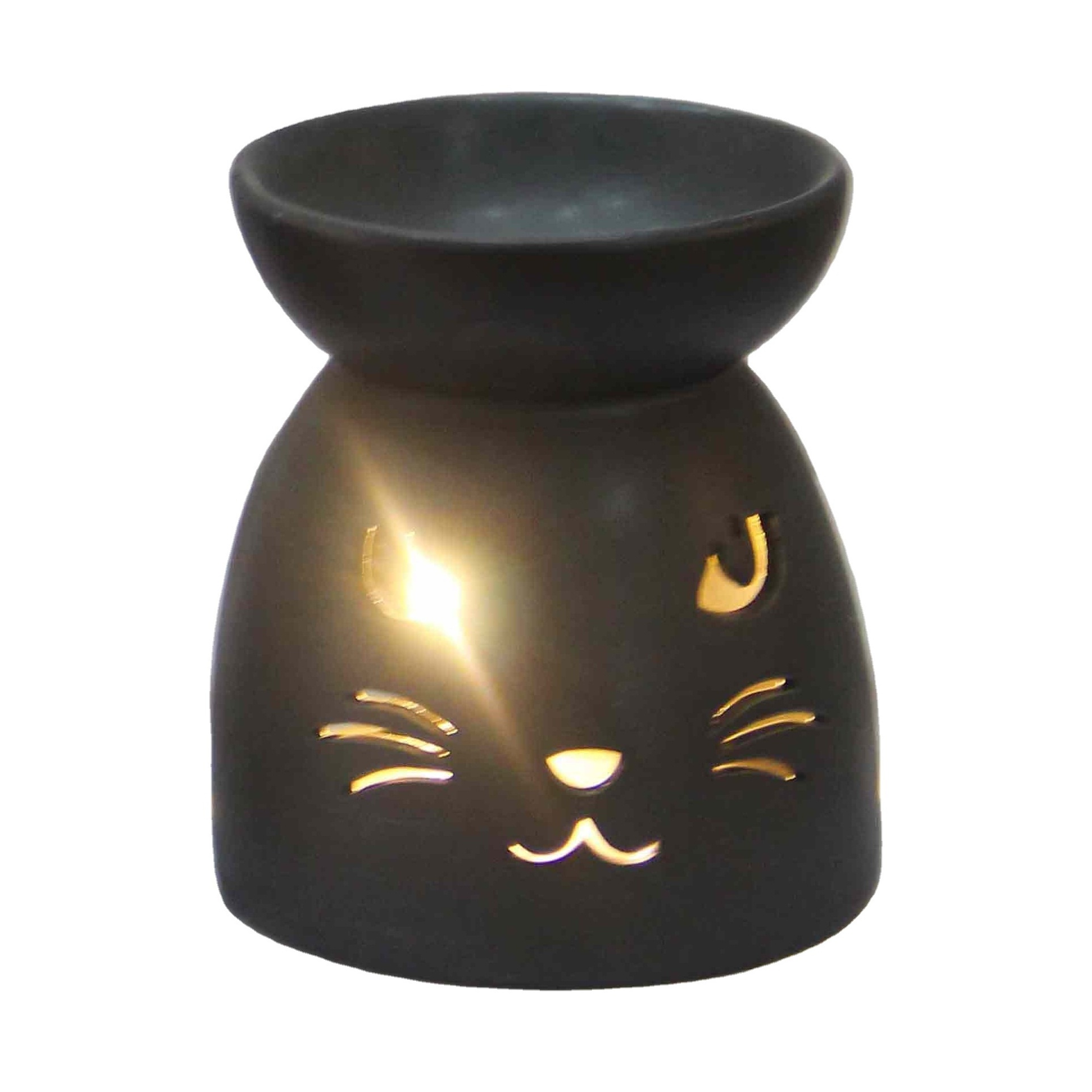 Wholesale Nordic Tea Black Ceramic Wax Melt Warmer Burner Wood with Mother of Pearl Incense Burner Teapot Oil Lantern Warmer