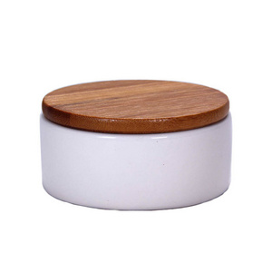 Modern Small ceramic flavour pot with bamboo lid for house usage white ceramic pot with lid