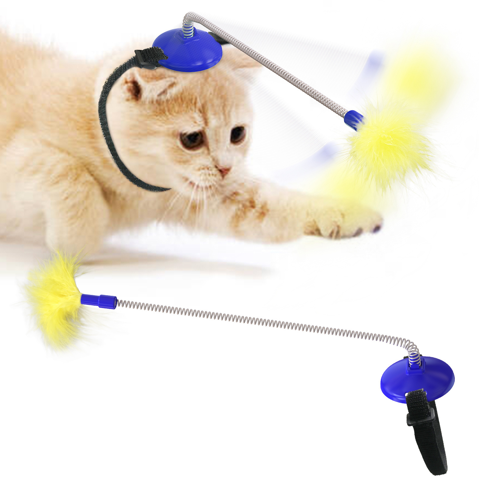 Interactive Feather Cat Stick Hot-selling Neck Collar Spring Toy for Playful Cats