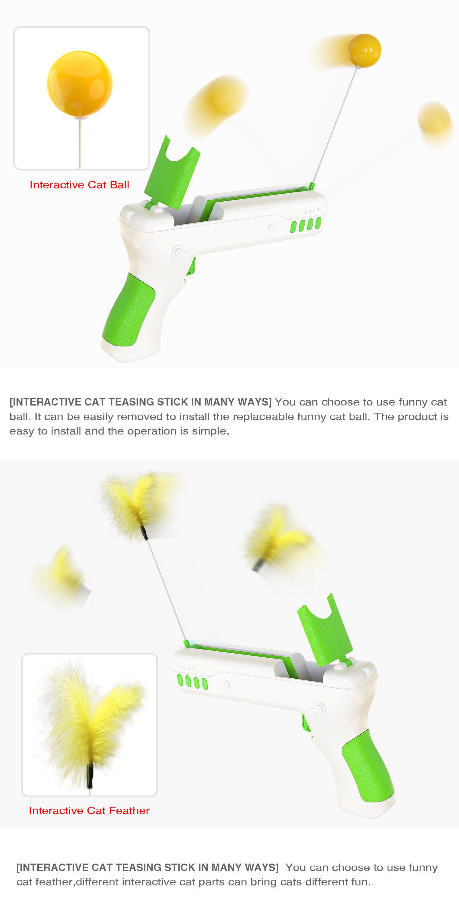 Wonderful Outdoor Training interactive teasing cat toy and swing ball rebound teasing cat gun