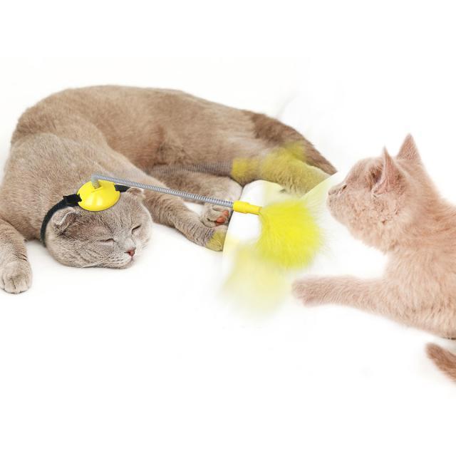 Interactive Feather Cat Stick Hot-selling Neck Collar Spring Toy for Playful Cats