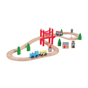 37pcs DIY racing tracks puzzles railway montessori magnetic set wooden toy train for children