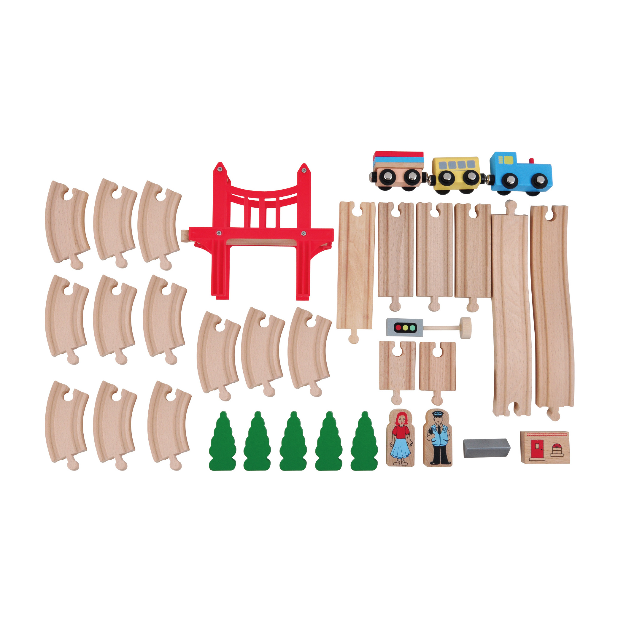 37pcs DIY racing tracks puzzles railway montessori magnetic set wooden toy train for children