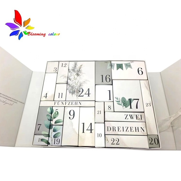 Luxury custom cardboard 24 days advent calendar packaging box