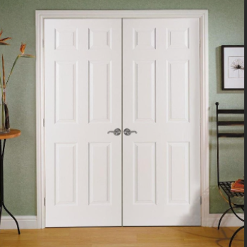 Traditional 30-in x 80-in 6-panel Prehung Hollow Core Molded Composite Slab Moulded Door