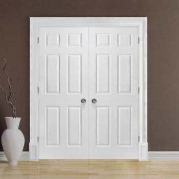 Traditional 30-in x 80-in 6-panel Prehung Hollow Core Molded Composite Slab Moulded Door