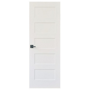 Modern Style Swing interior wood 5 panels shaker door design with white primed