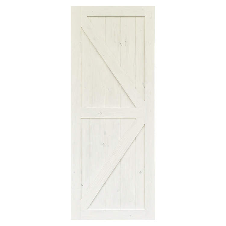 36 in. x 84 in. Rustic Unfinished 2-Panel V-Groove Left Knotty Alder Wood pine Barn Door with Sliding Door barn Hardware kit