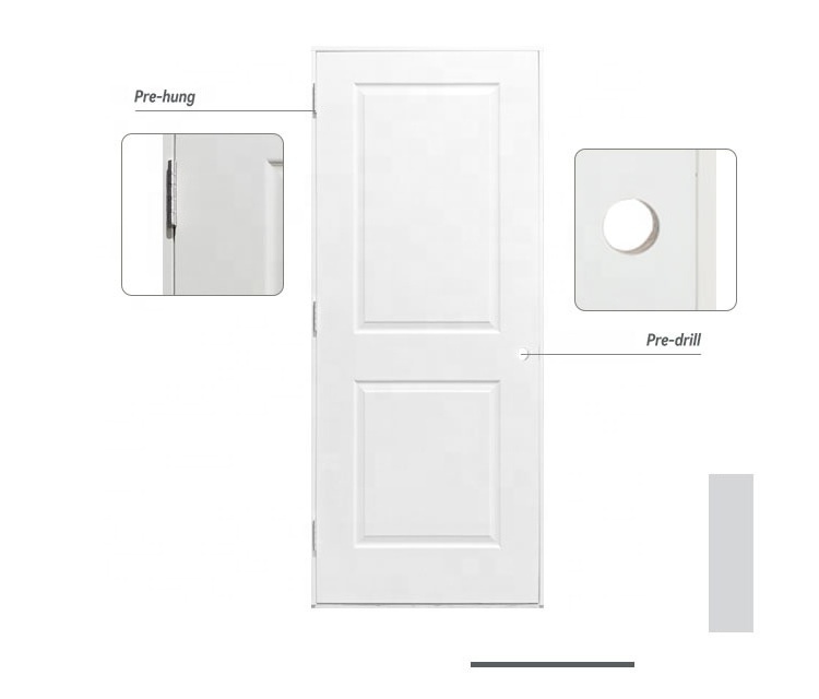 Modern Wood Interior White Primed HDF Hollow Core Moulded Door Prehung Door for Houses