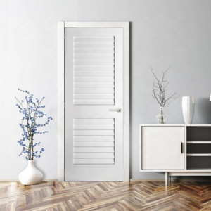 Popular Interior White Primed 2-panel MDF  Louver Door for Bathroom