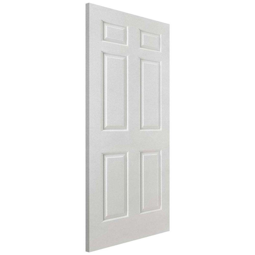 Traditional 30-in x 80-in 6-panel Prehung Hollow Core Molded Composite Slab Moulded Door