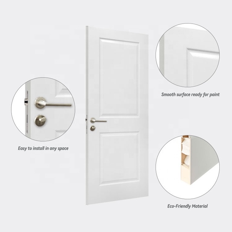 Modern Wood Interior White Primed HDF Hollow Core Moulded Door Prehung Door for Houses