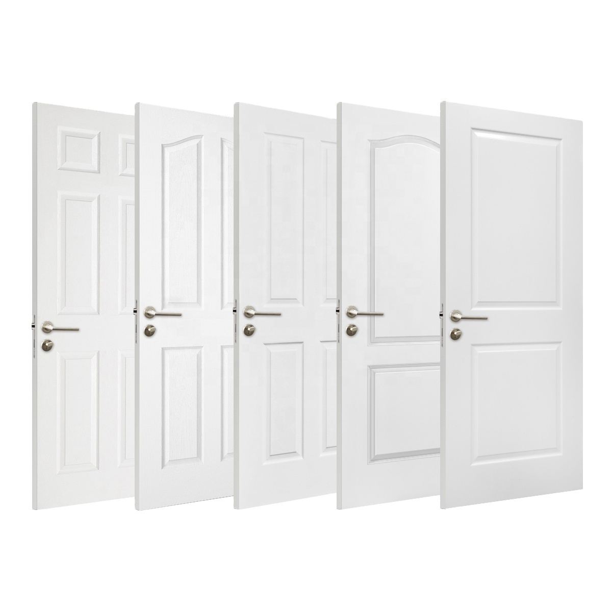 Cheap Price 6 panels white painted HDF interior wooden prehung moulded door for apartment