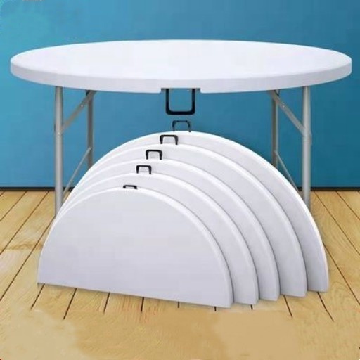 72inch 6ft White Portable HDPE Blow Molding Circle Dining Wedding Banquet Folding Plastic Round Tables For Events Party