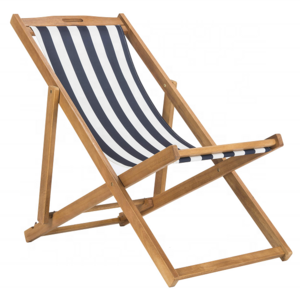 New Arrival Natural Navy Stripe Canvas Outdoor Solid Wooden Folding Sling Chair for Beach