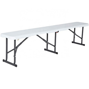 Outdoor Patio Camping Picnic 6FT Long Foldable Portable White Plastic Folding Bench