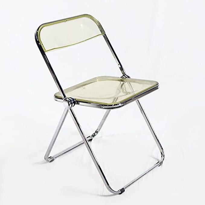 Transparent Design Stainless Steel Metal Leg Living Room Dining Gold Green Clear Plastic Folding Acrylic Chair