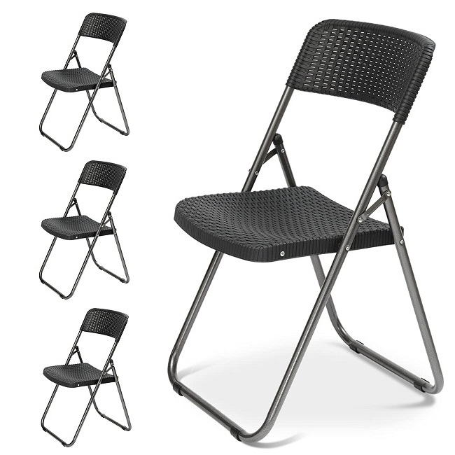 Heavy Duty Durable Steel Frames IN Rattan Look Plastic Indoor Outdoor Folding plastic dining Chair