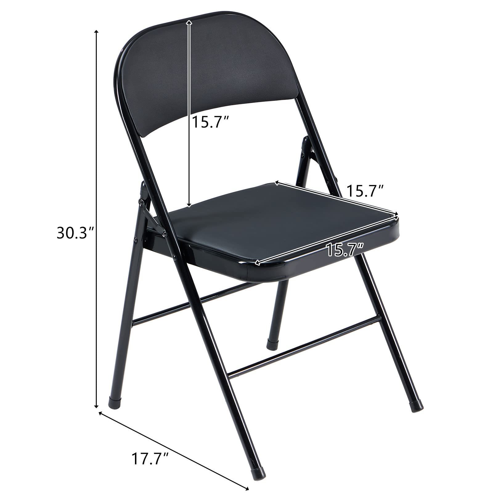 Cheap Foldable Garden Party Meeting Wedding Events Soft PU Padded Seats Black Metal Folding Chairs