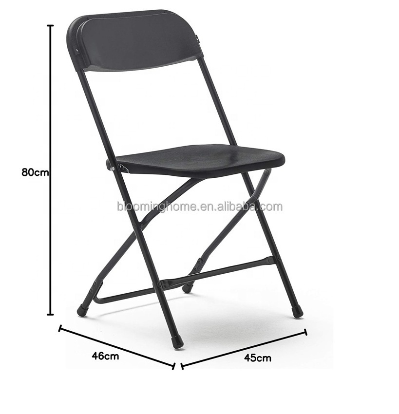 Stackable Outdoor Patio Garden Wedding Party Seat Black Plastic Folding Chairs for Events