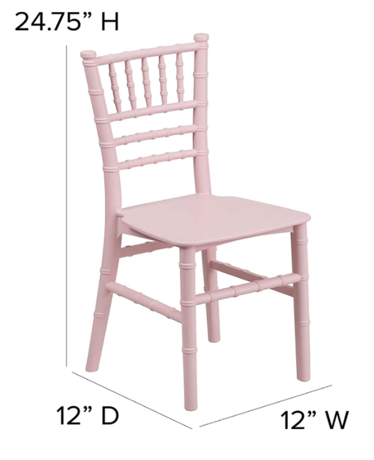 Wholesale children version cute pink stackable plastic kids chiavari chair for events