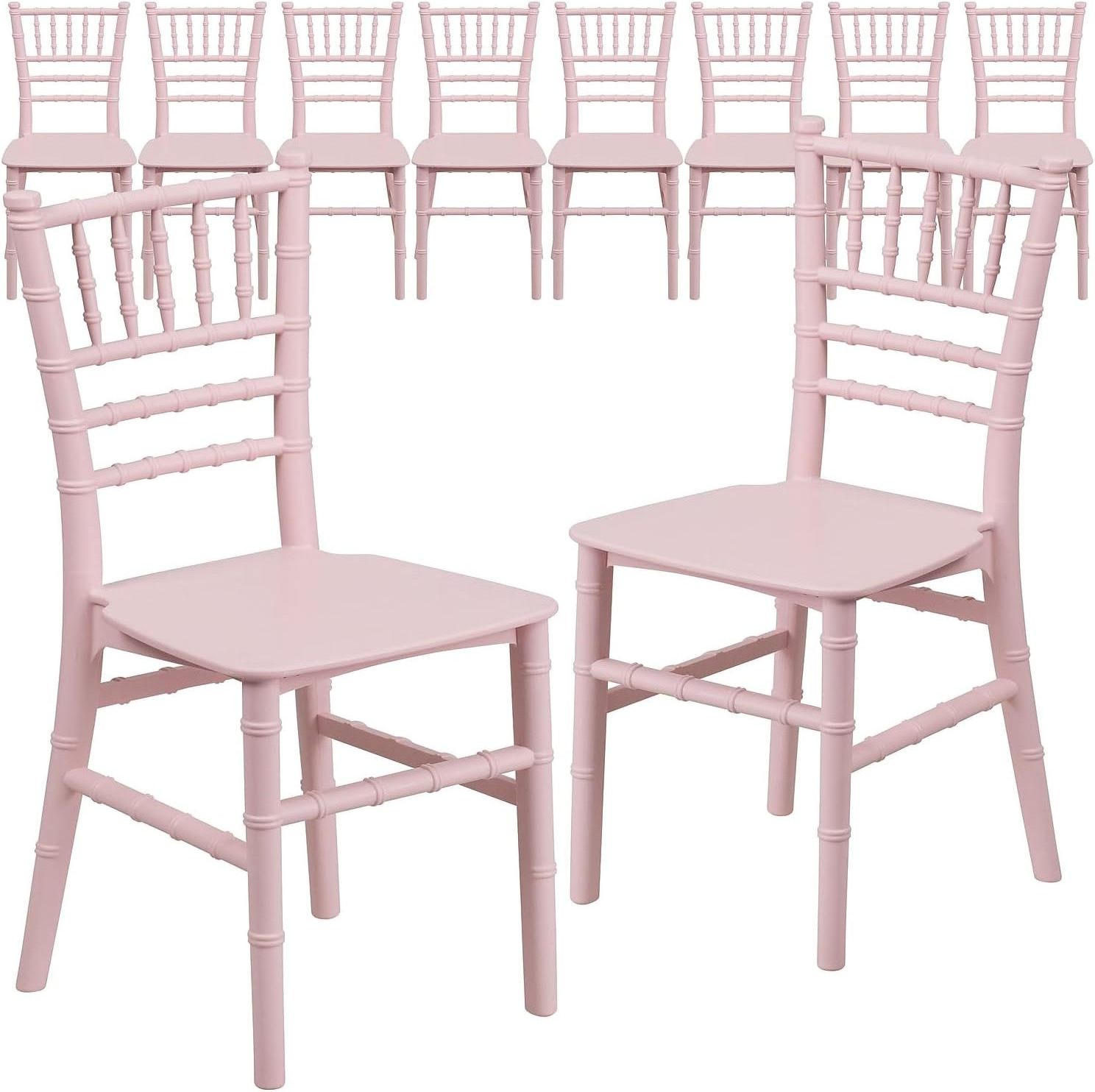 Wholesale children version cute pink stackable plastic kids chiavari chair for events