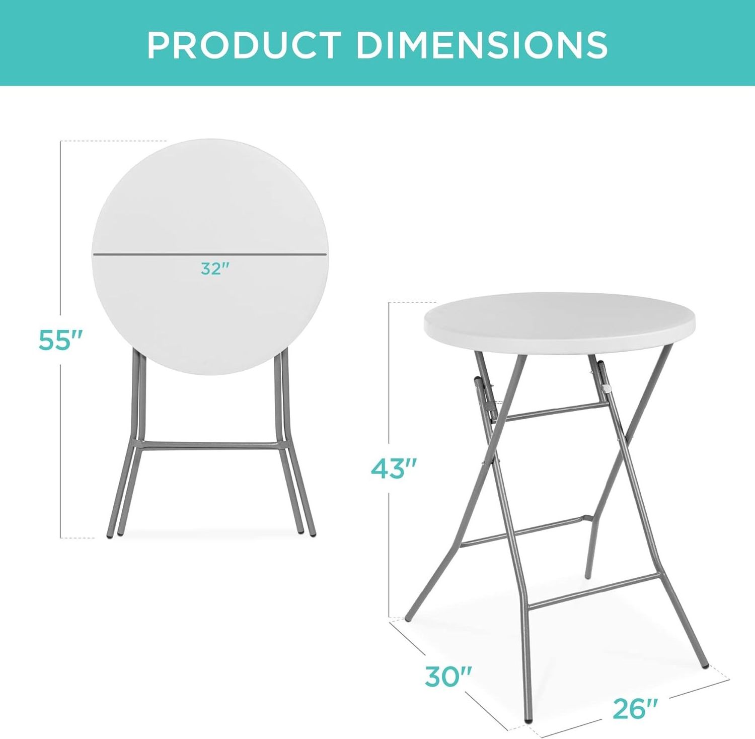 32 inch diameter portable outdoor garden night club bistro cocktail 80cm white folding bar table