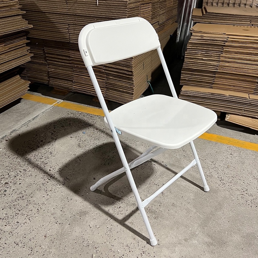 Cheap Outdoor 600 lbs Weight Capacity Garden Party Stackable Resin Seat Aluminum Steel Plastic White Folding Chair for Events