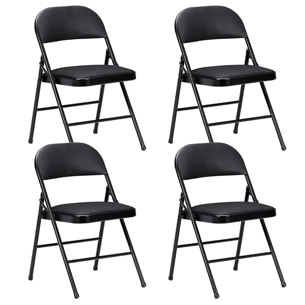 Wholesale Soft PU Padded Seats Black Metal Steel Folding Chairs for Events