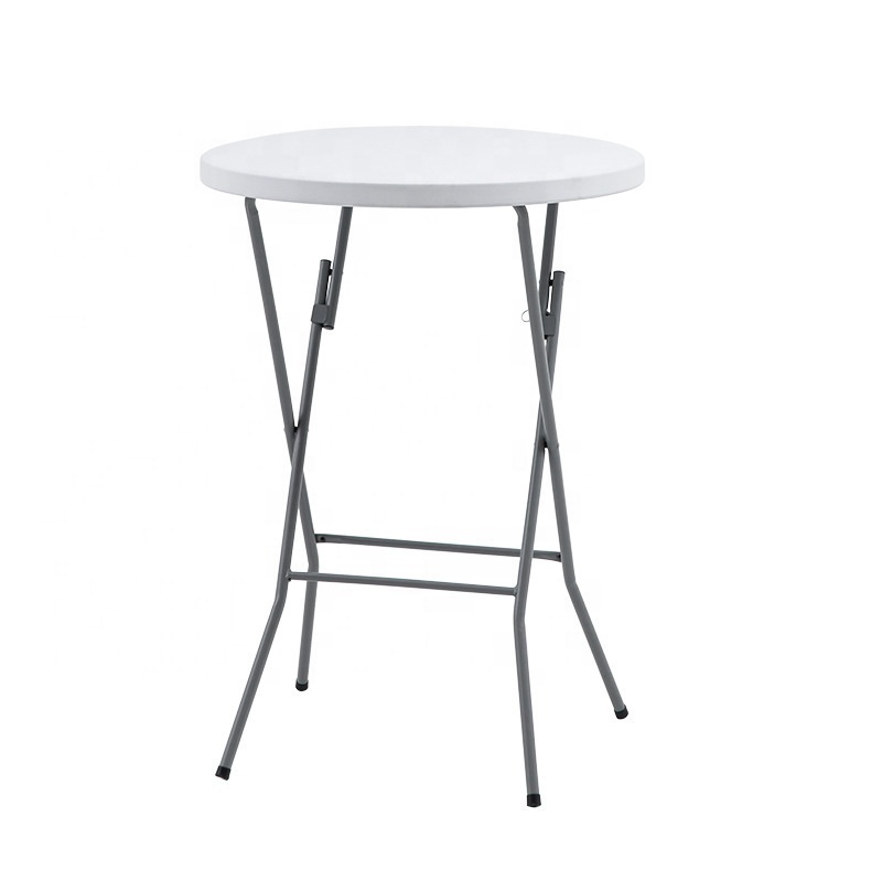 High Quality 80cm High Top Banquet Party Bistro Standing White Plastic Round Bar Folding Cocktail Tables for Events